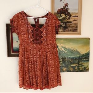 Free People Cut Out Patterned Summer Dress